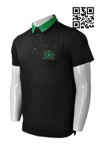 P726 製作男裝Polo恤款式   自訂LOGOPolo恤款式  4粒鈕 胸筒  訂做Polo恤款式   Polo恤專營    黑色撞色領綠色